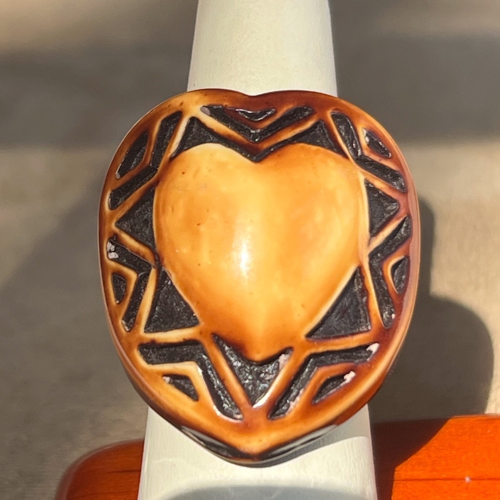 Wood Look Acrylic Heart Ring
